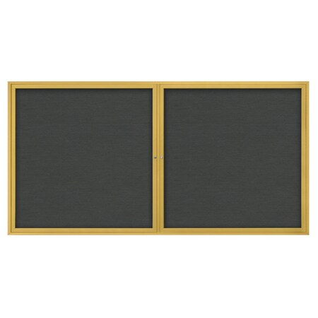 United Visual Products 72"x36" 3-Door Enclosed Outdoor Letterboard, Grey Felt/Gold UV1163D-GOLD-GREY